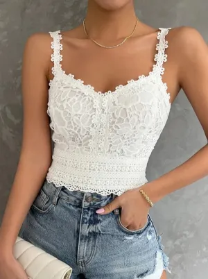 Blusa Cropped de Renda Guipir