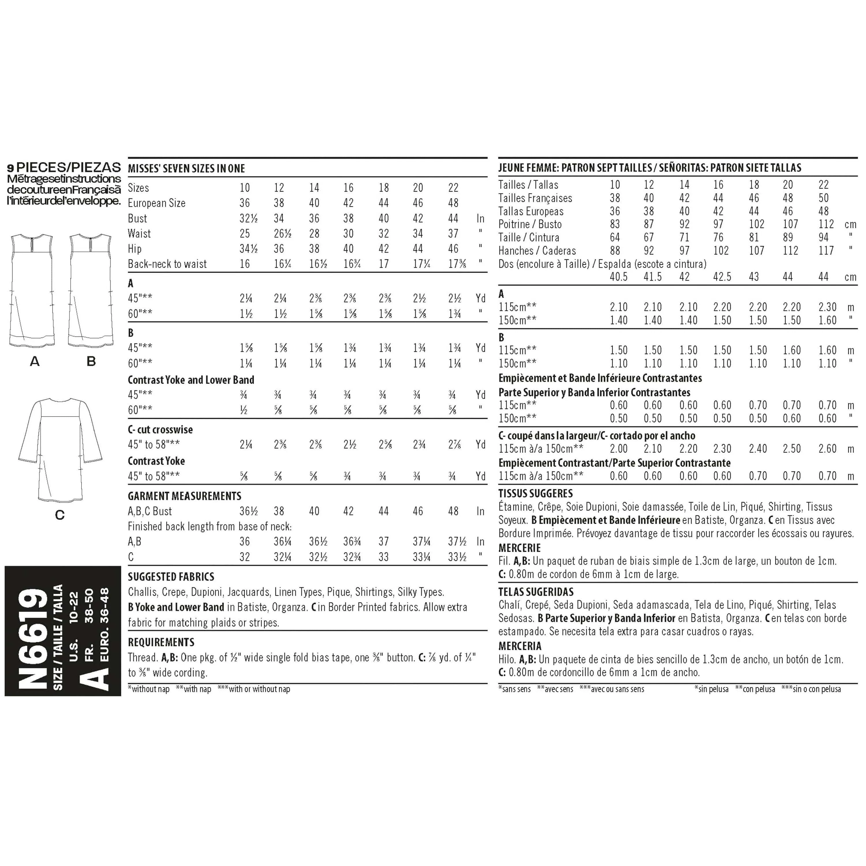 6619 New Look Sewing Pattern N6619 Misses' Dresses