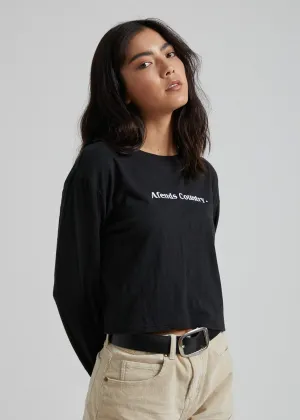 Afends Womens Afends Country - Cropped Long Sleeve Tee - Black