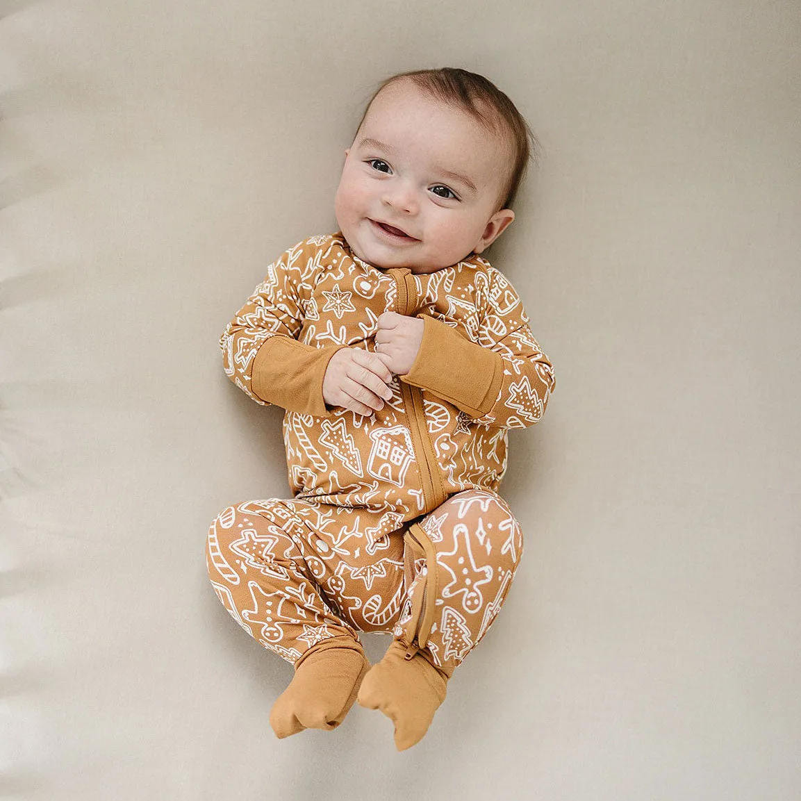 Bamboo Zipper Pajama - Gingerbread