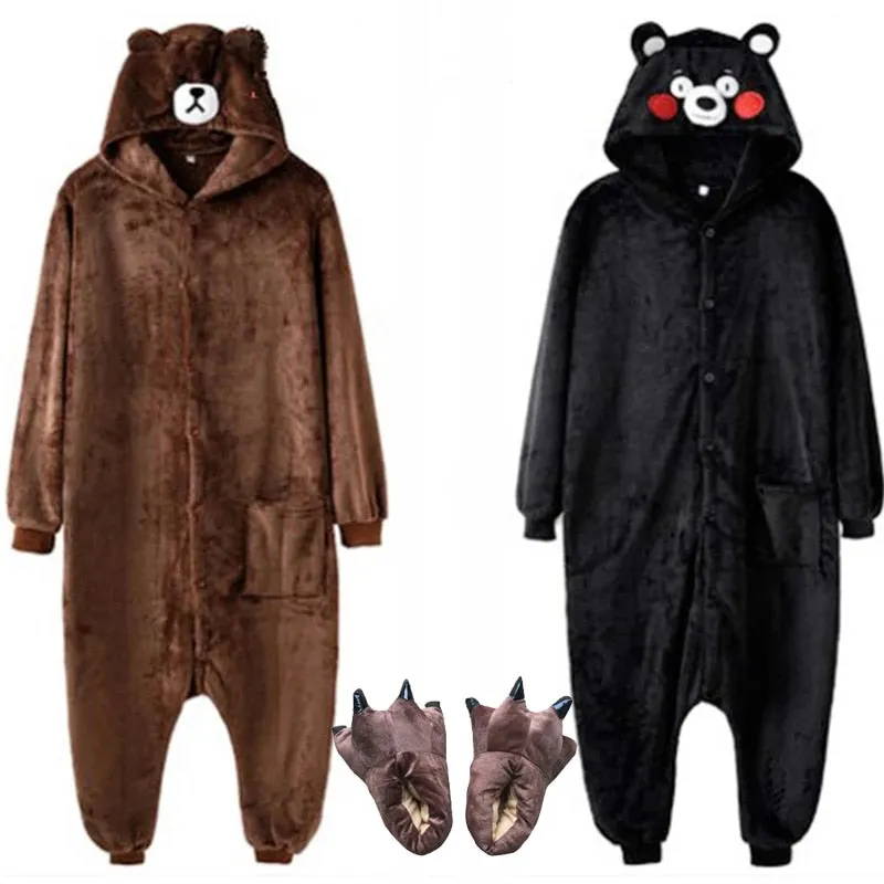 Bear Onesie Women Men Plus Size XXL Kigurumi Unicorn Animal Pajama Cartoon Slippers Festival Homewear Winter Warm Suit Overalls