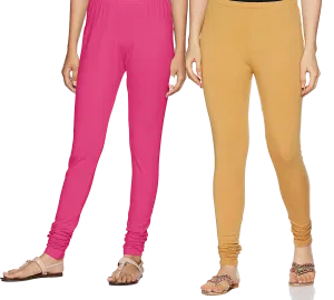 Beige and Pink churidar Leggings for Woman (Pack of 2)