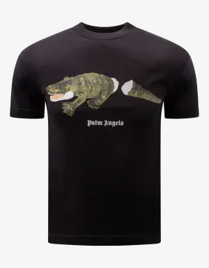 Black Crocodile Print T-Shirt