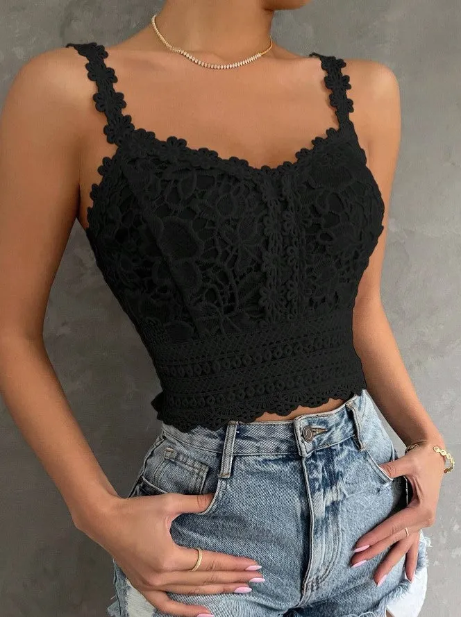 Blusa Cropped de Renda Guipir