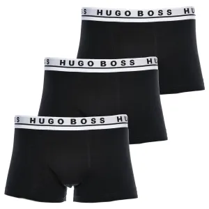 BOSS 3 Pack Trunk Underwear in Black with White Waistband