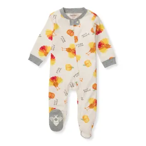 Burt's Bees Organic Baby One-Piece Footless Sleep & Play Turkey Gobble