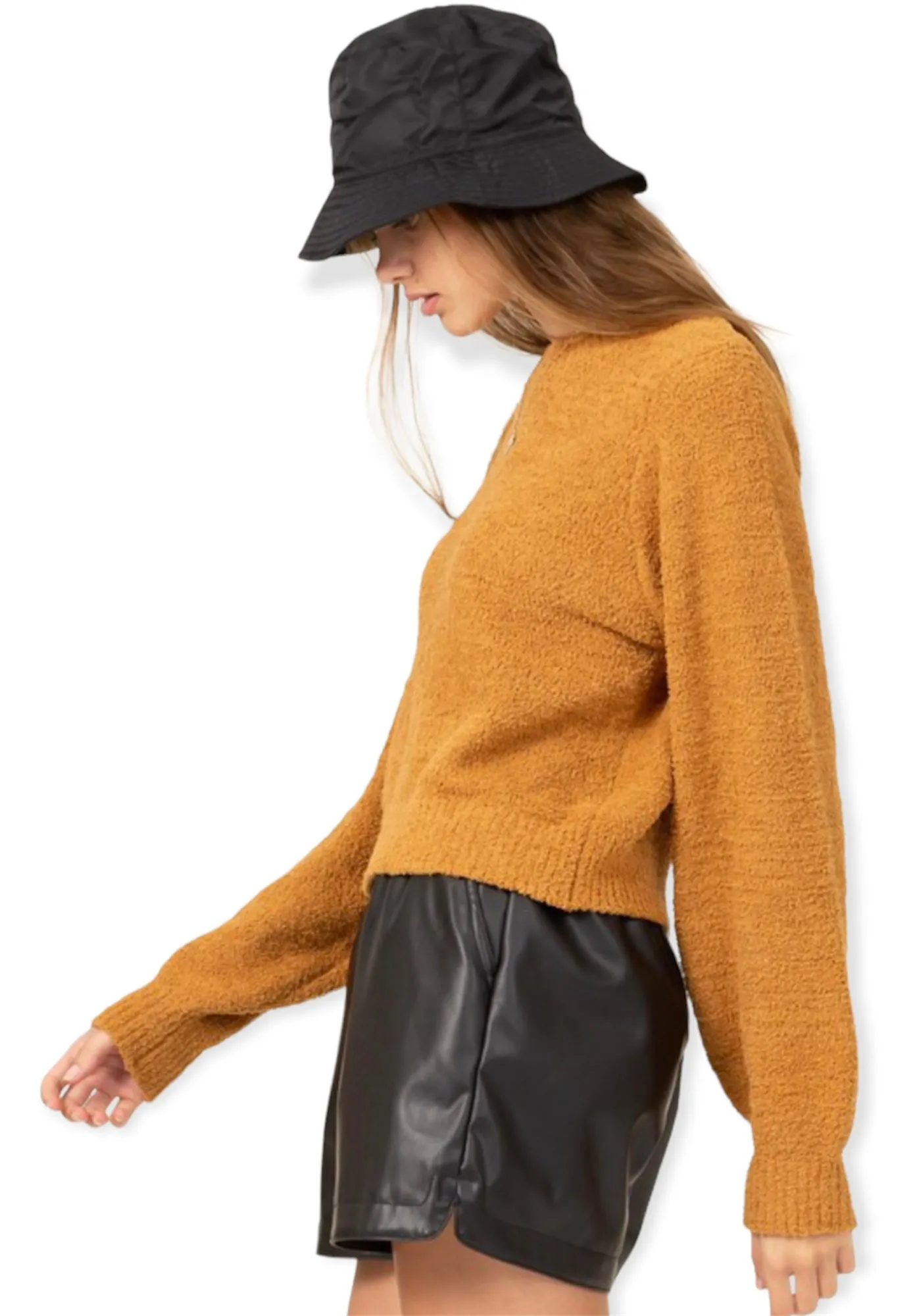 Coziest Cropped sweater- Brown Sugar