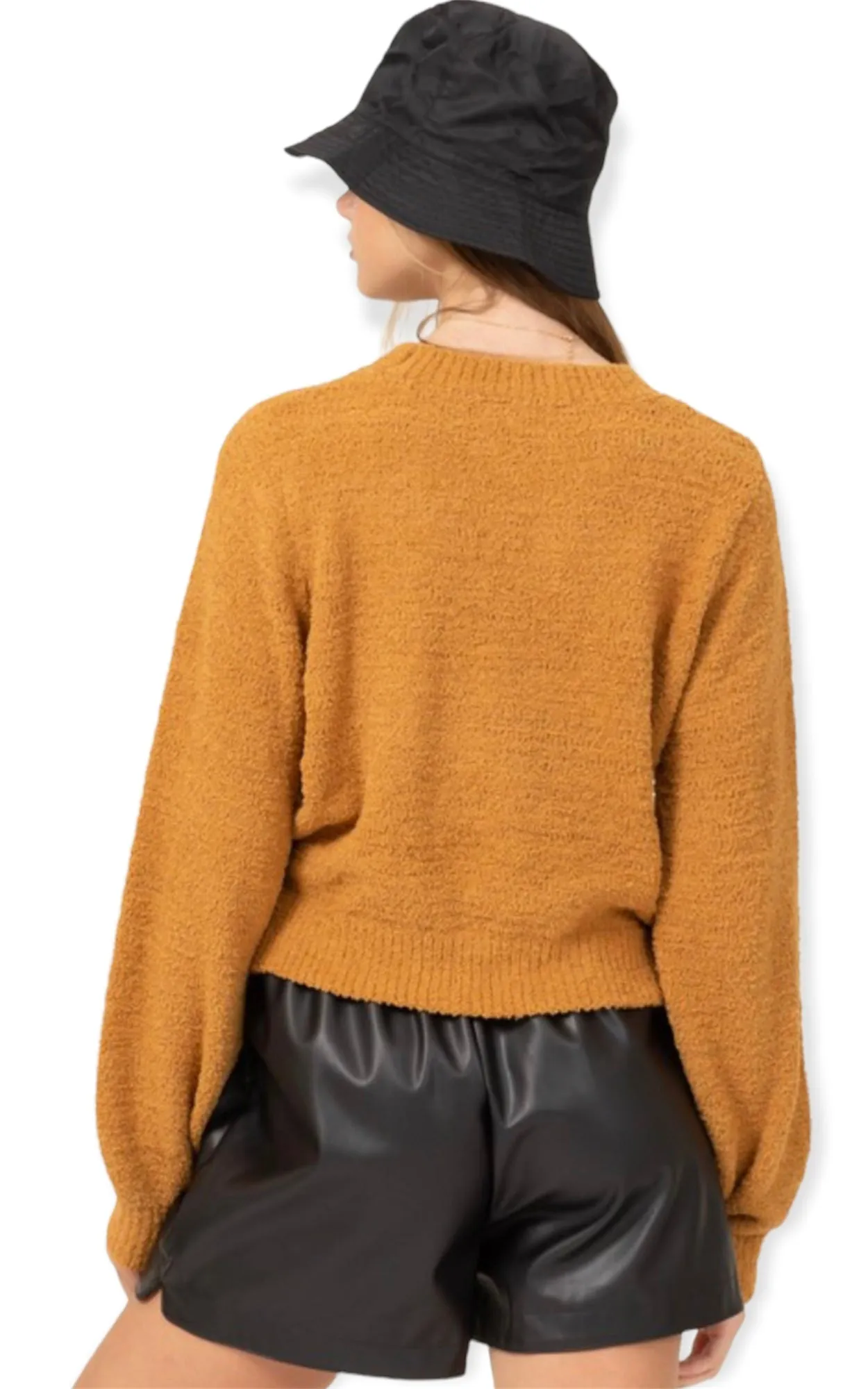 Coziest Cropped sweater- Brown Sugar