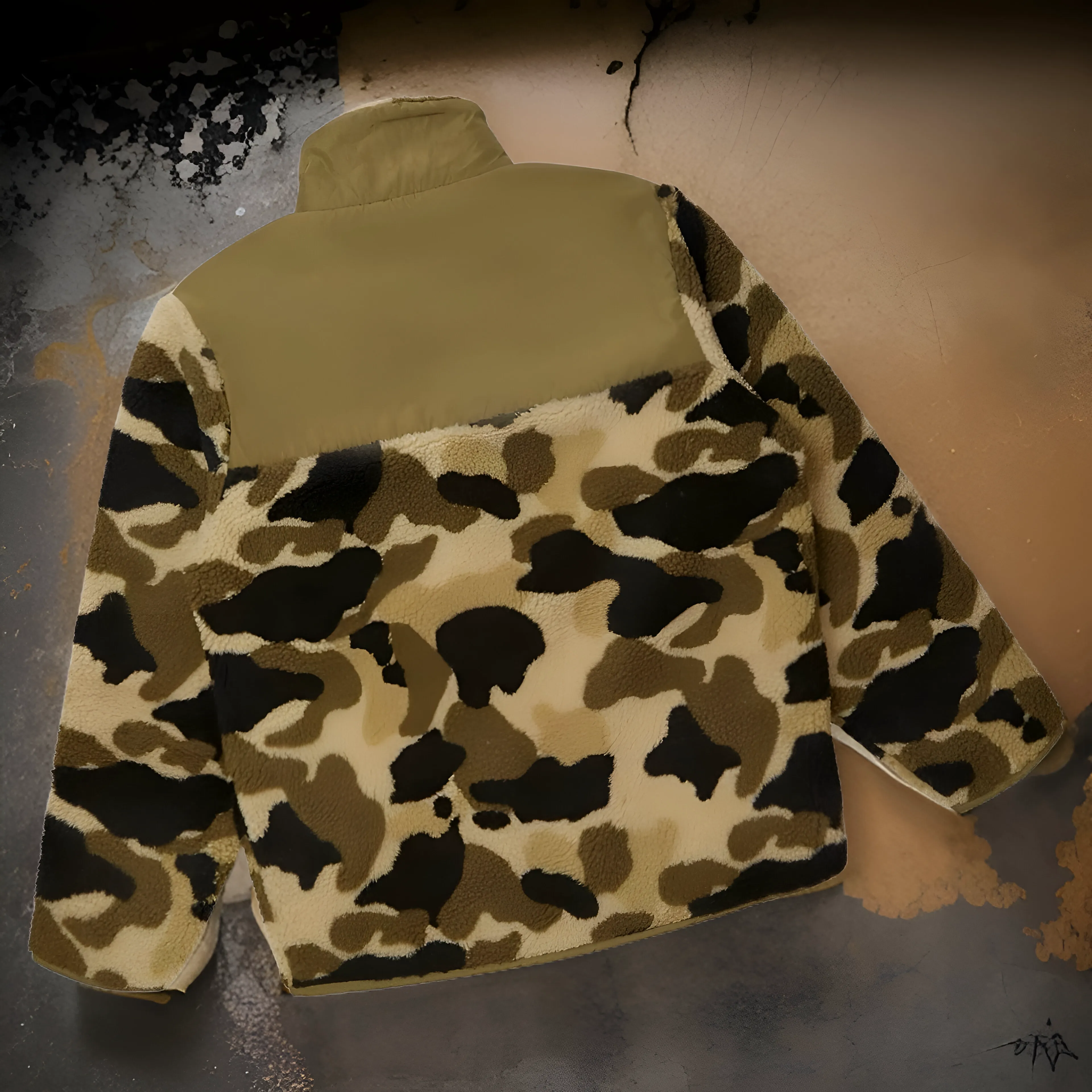 *CROOKS & CASTLES* (CAMO- NYLON WOVEN POCKET) FULL ZIP SHERPA JACKETS (MID-WEIGHT)