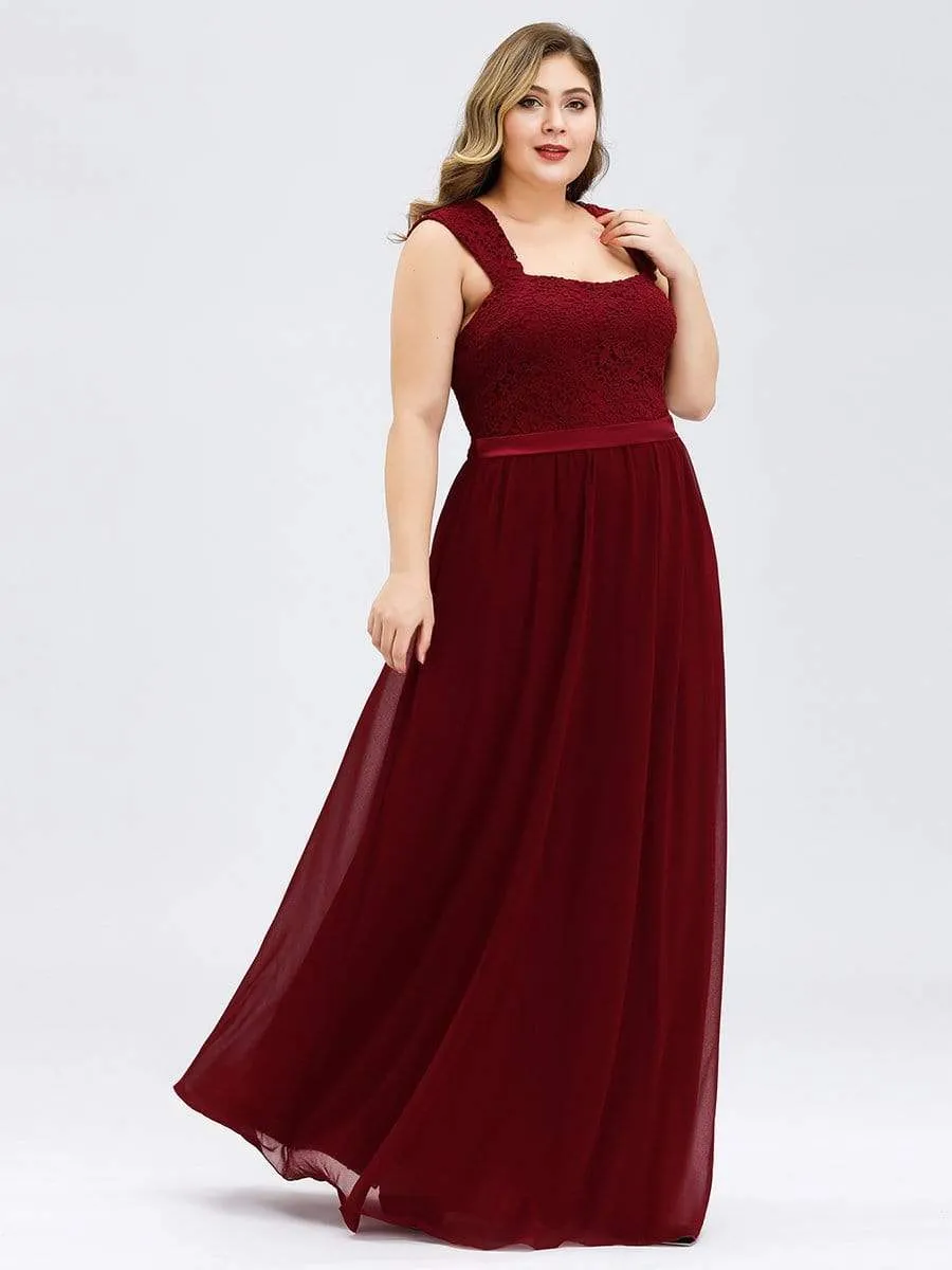 Elegant A Line Long Chiffon Bridesmaid Dress With Lace Bodice