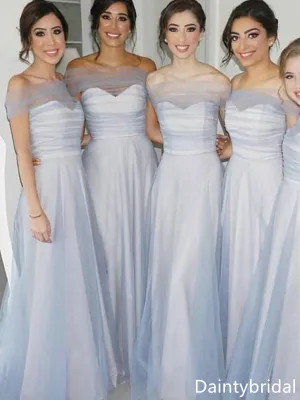 Elegant Tulle Off the Shoulder A-line Bridesmaid Dresses Online, BG321