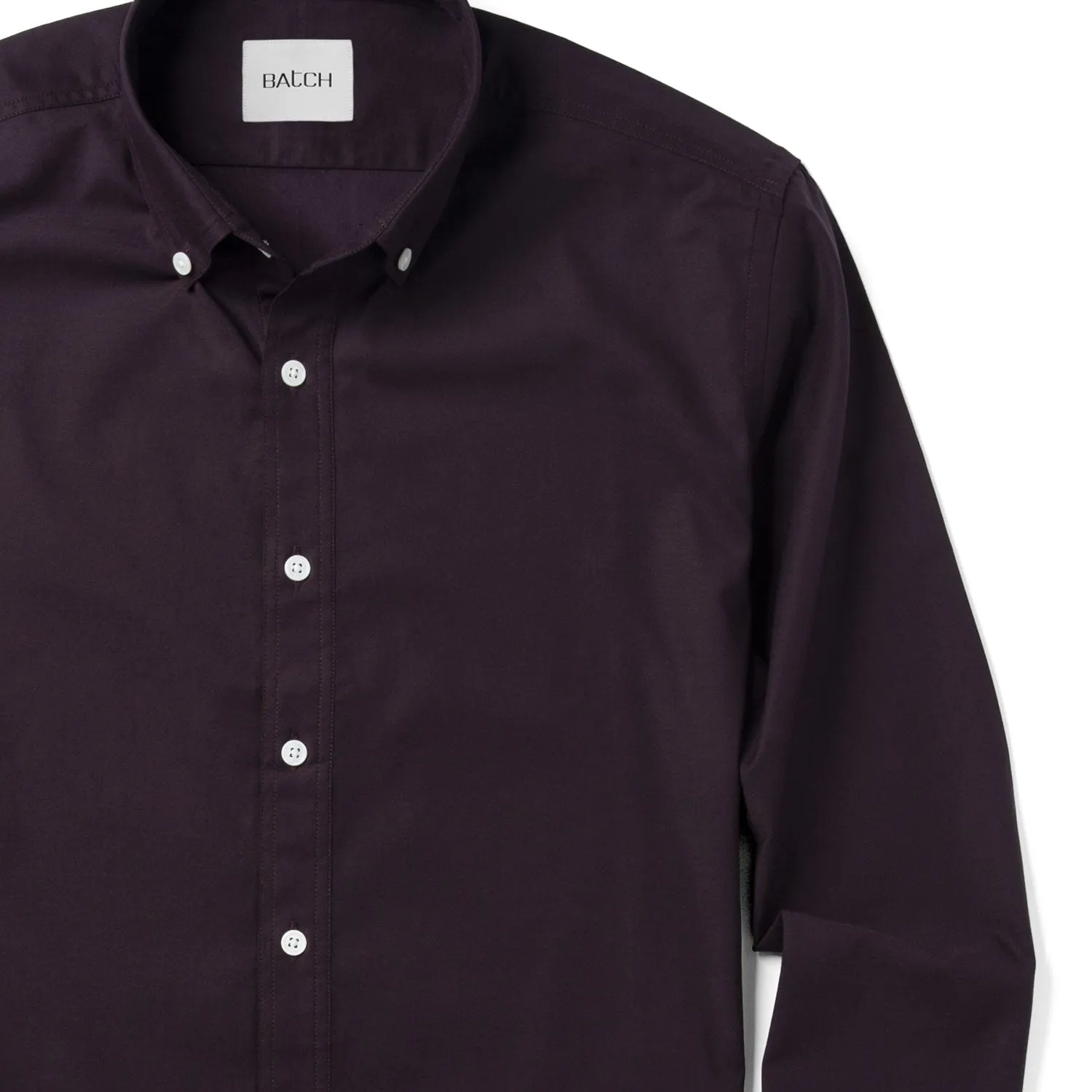 Essential Button Down Collar Casual Shirt - WB Dark Burgundy Stretch Cotton Poplin