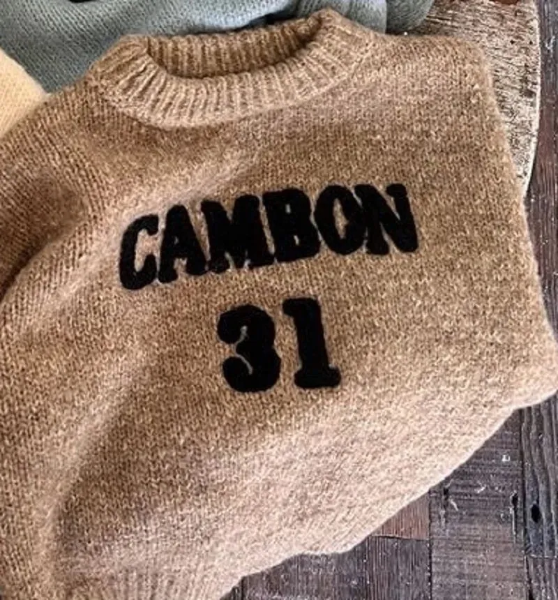 Fashion Baby Girl Boy Letter Embroidery Sweater Winter Spring Infant Toddler Child Knitted Pullover Top Casual Baby Clothes 1-7Y