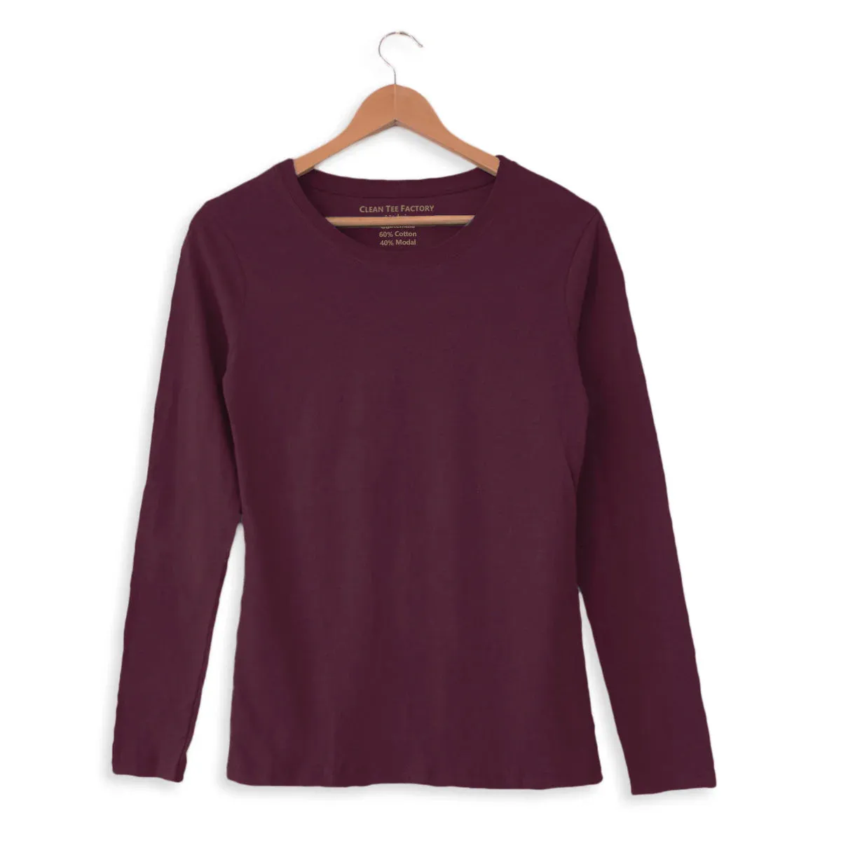 Fitted Long-Sleeve Tee - Wine