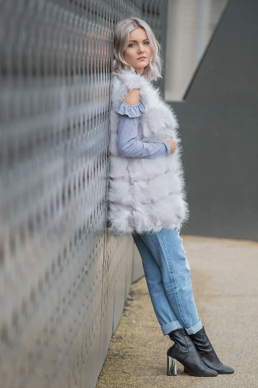 Fluffy Faux Fur Panel Gilet