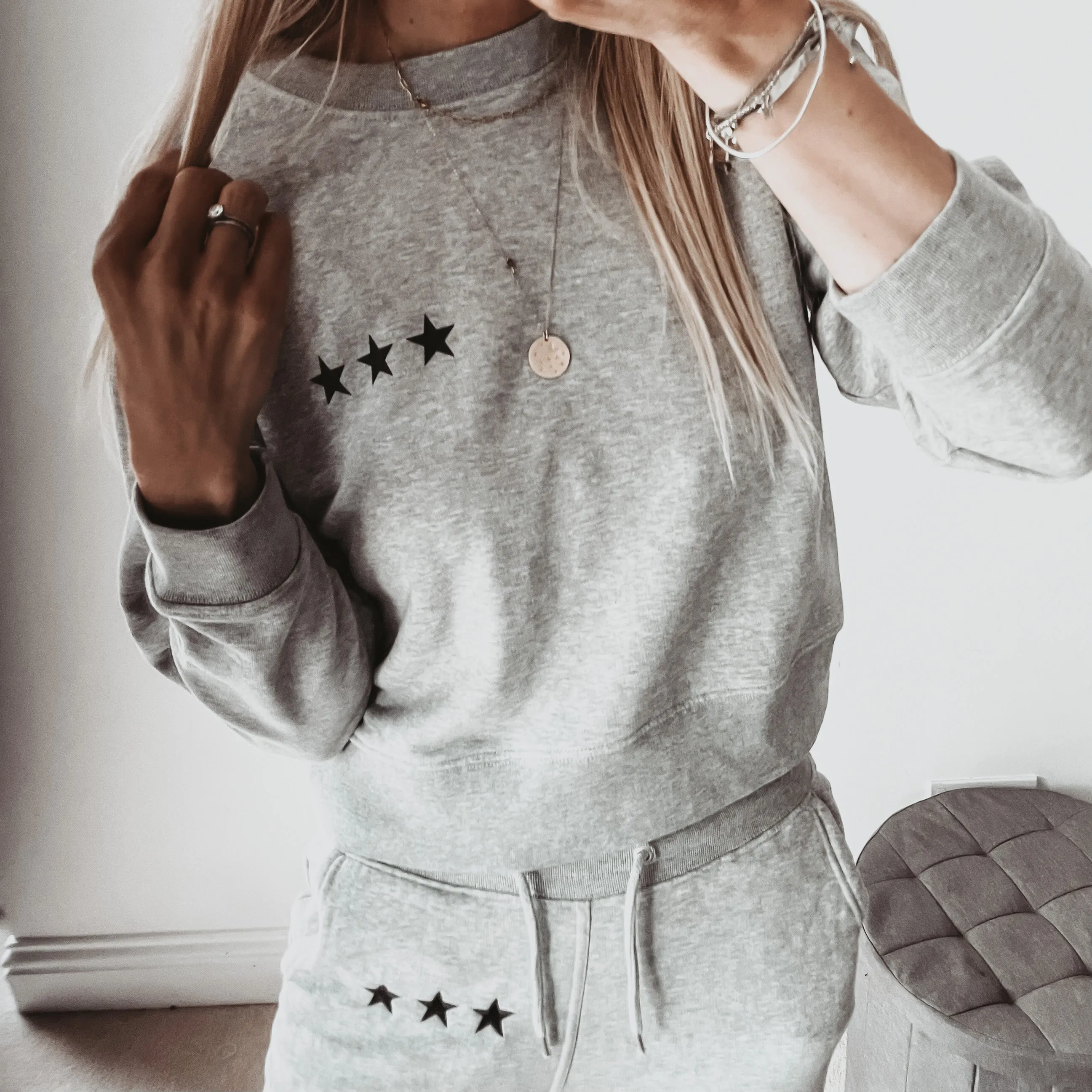 Heather grey Ibiza three stars sweatshirt *slightly cropped fit*