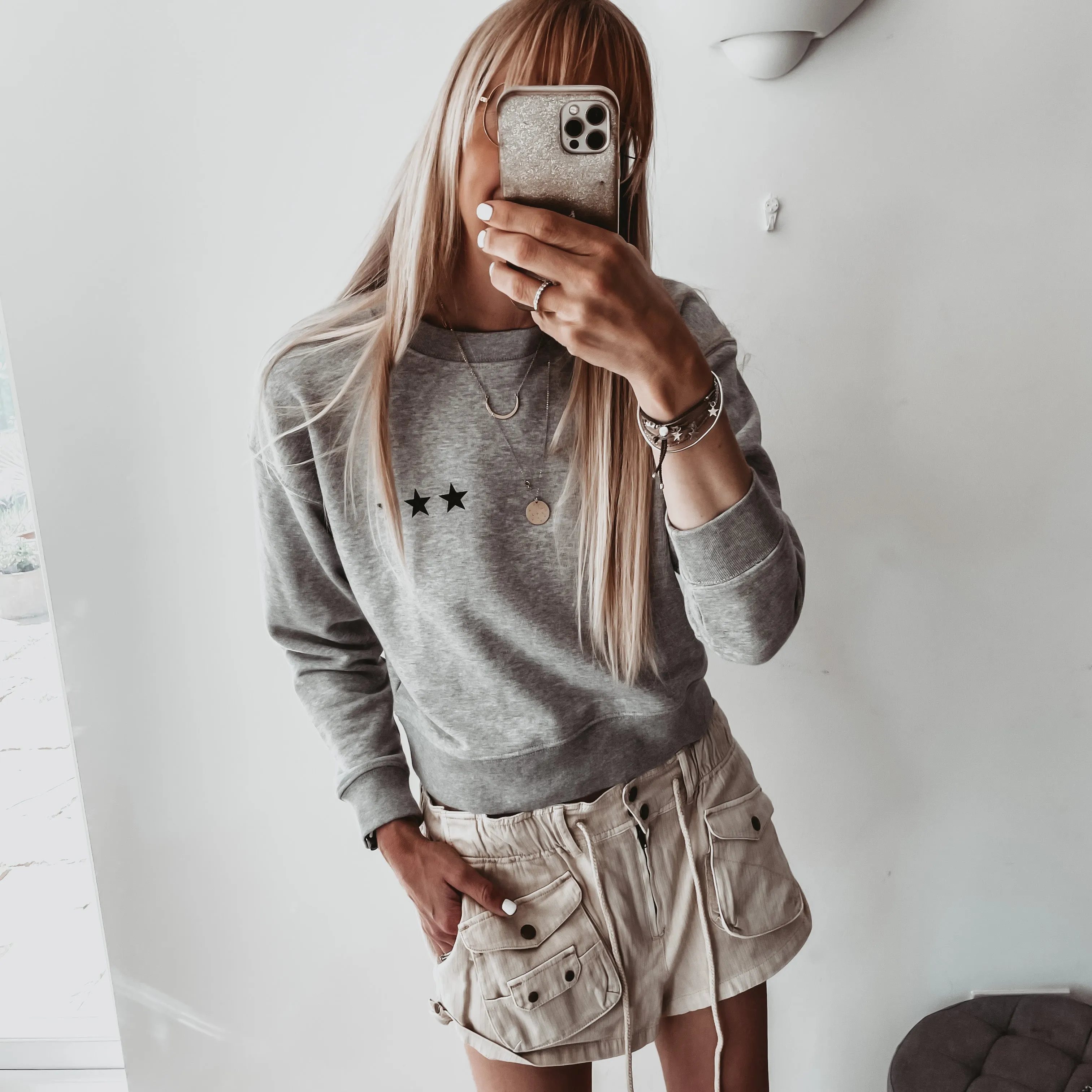 Heather grey Ibiza three stars sweatshirt *slightly cropped fit*