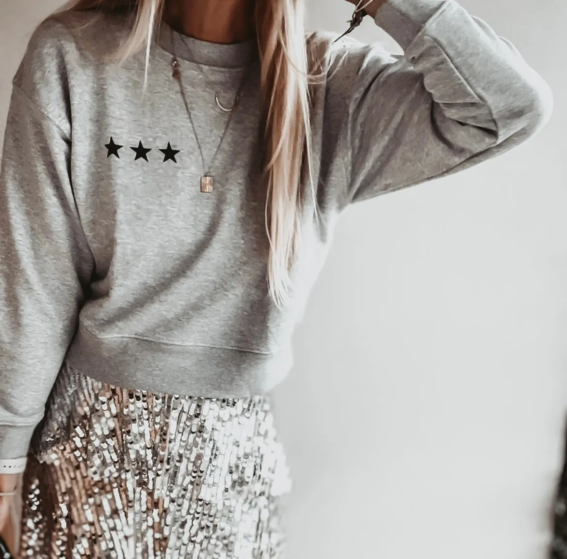 Heather grey Ibiza three stars sweatshirt *slightly cropped fit*