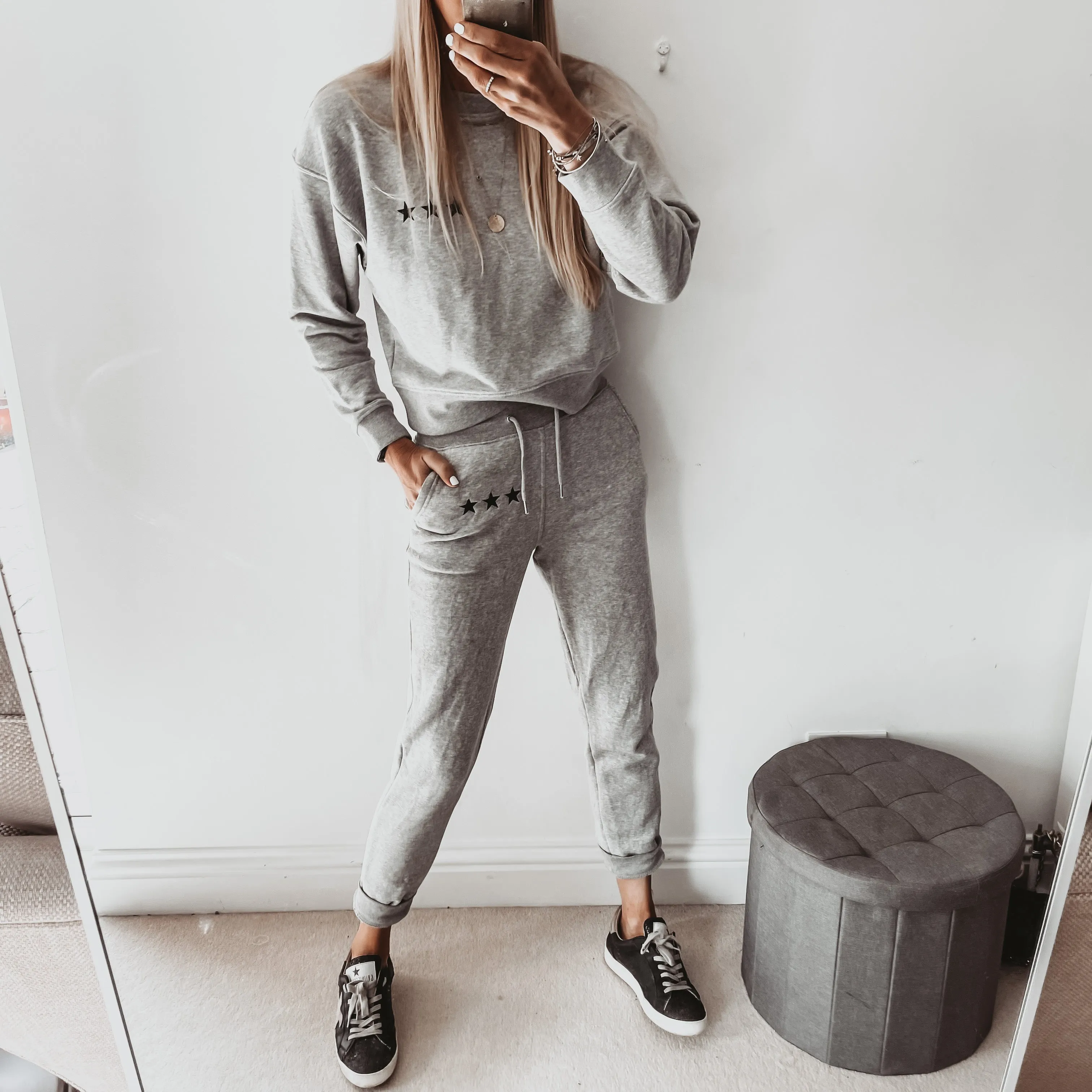 Heather grey Ibiza three stars sweatshirt *slightly cropped fit*