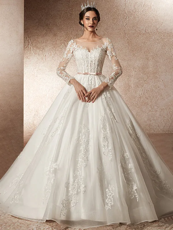 Illusion Long Sleeve Wedding Dresses