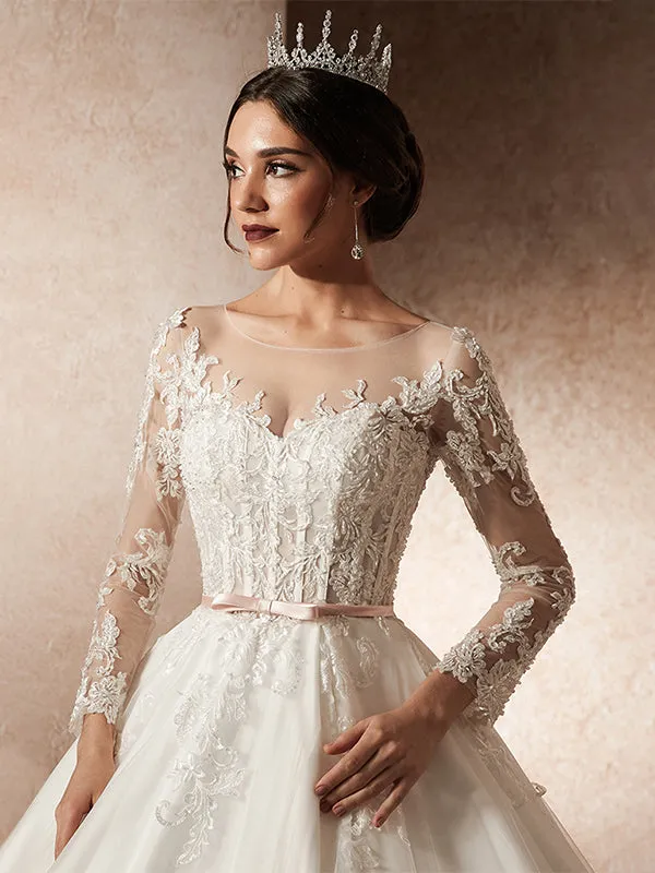 Illusion Long Sleeve Wedding Dresses