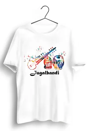 Stylish Graphic-Printed White T-Shirt for Jugalbandi Design