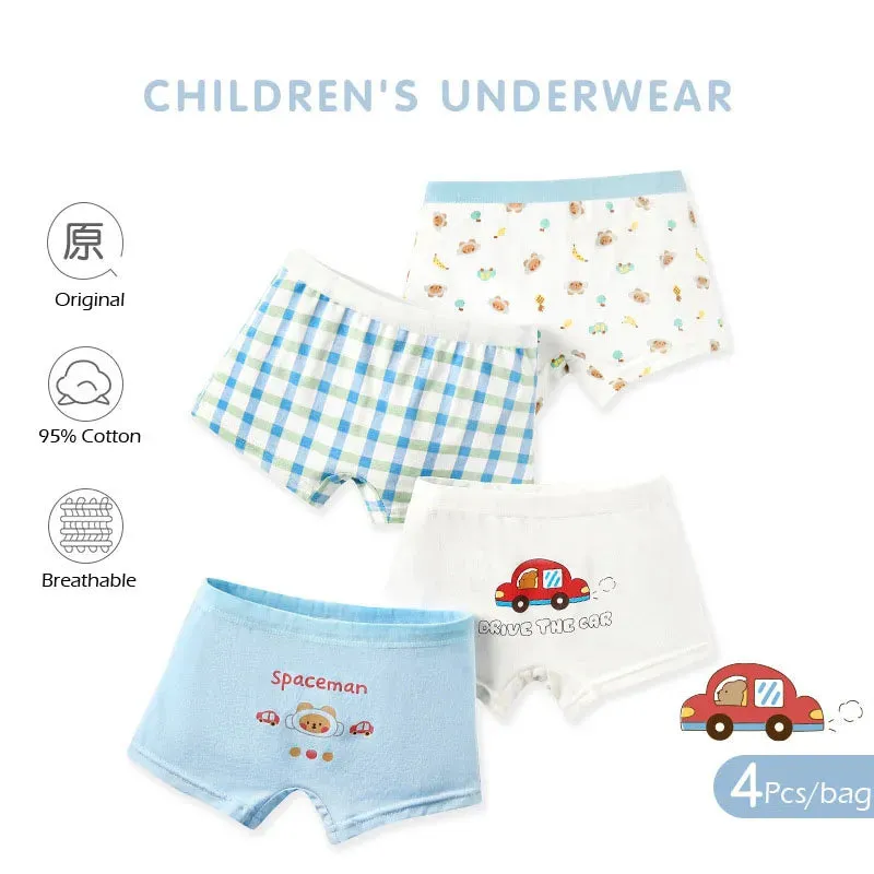 Kids Boys Underwear Spring Newest Baby Underpants Children 4pcs Cotton Briefs Boys Boxer Shorts Baby Underwear