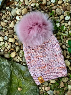 MADE TO ORDER Fun and funky silky blush pink faux fur pom pom with wooden button