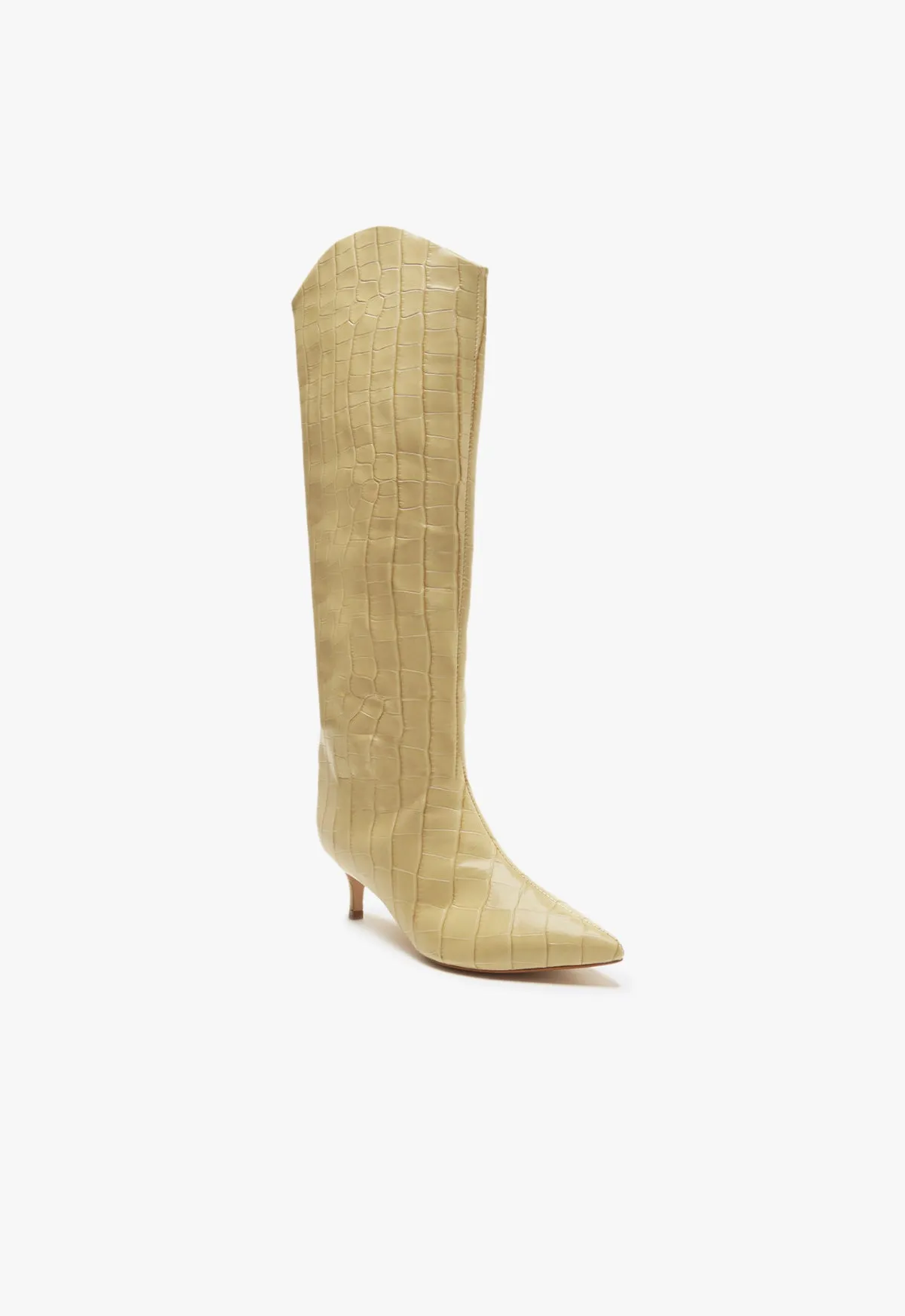 Maryana Lo Crocodile-Embossed Leather Boot