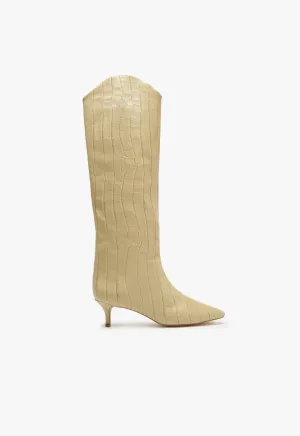 Maryana Lo Crocodile-Embossed Leather Boot