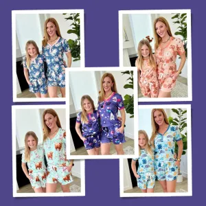 Matching Short Pajamas in Assorted Prints