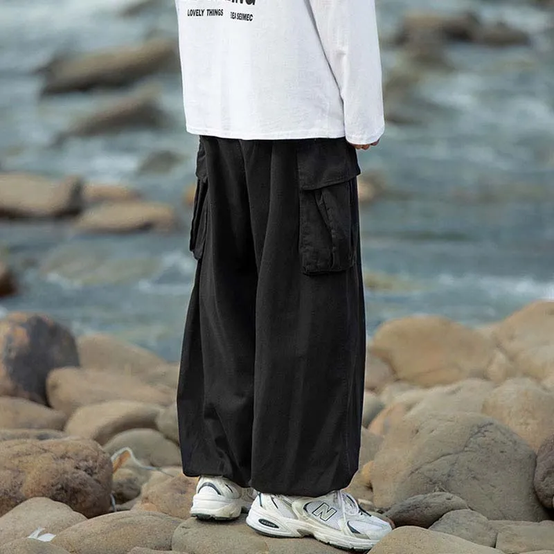 Men's Japanese Vintage Wide Leg Cargo Pants