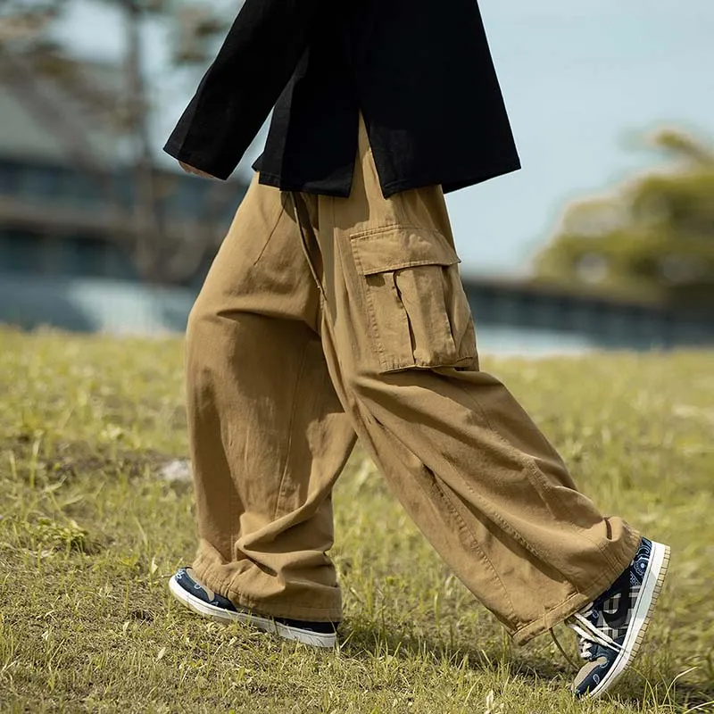 Men's Japanese Vintage Wide Leg Cargo Pants