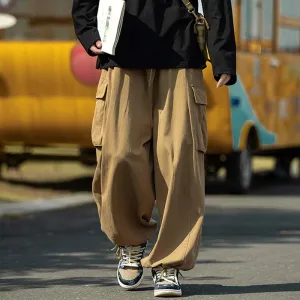 Men's Japanese Vintage Wide Leg Cargo Pants