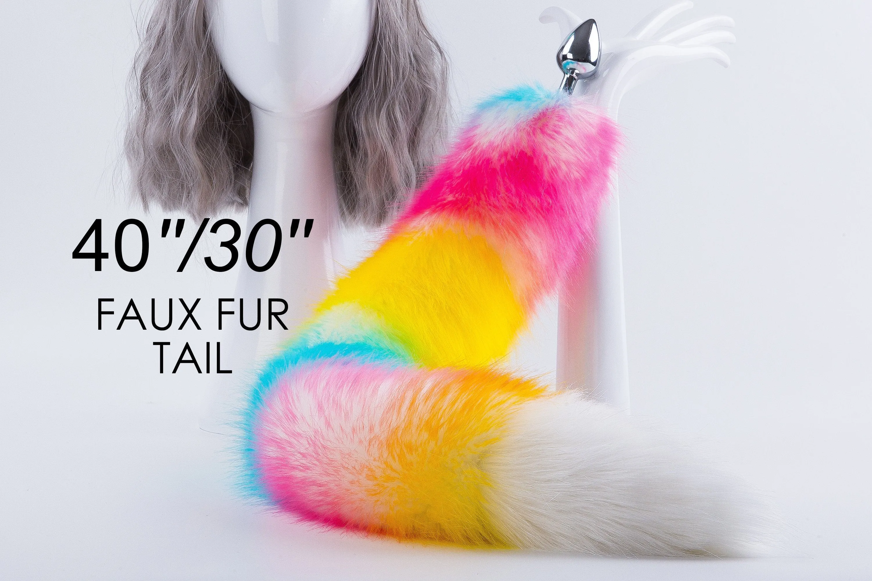 Multicolor Fox Tail Butt Plug - BDSM Dildo Tail Plug, Bondage Sex Toy for DDLG Play, Cat Tail Design