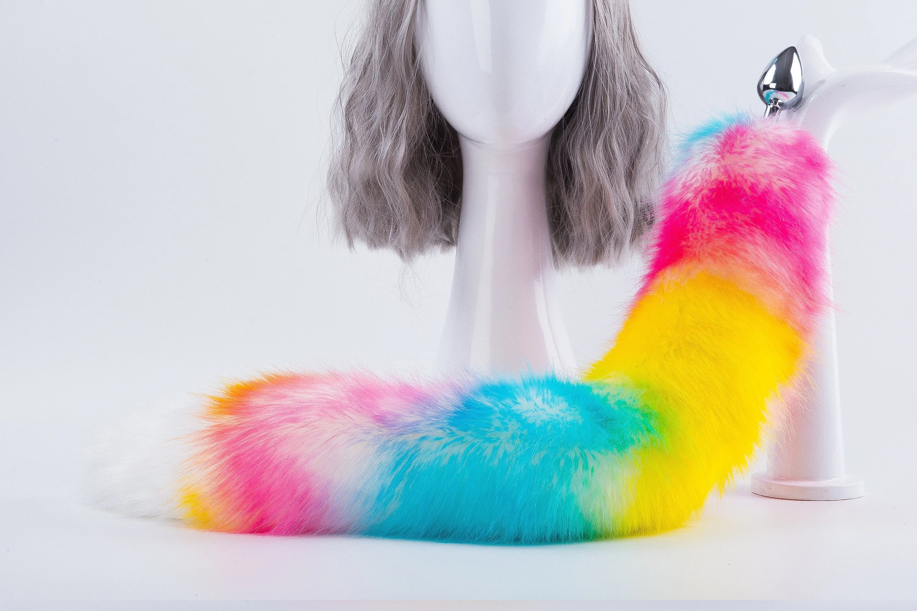 Multicolor Fox Tail Butt Plug - BDSM Dildo Tail Plug, Bondage Sex Toy for DDLG Play, Cat Tail Design