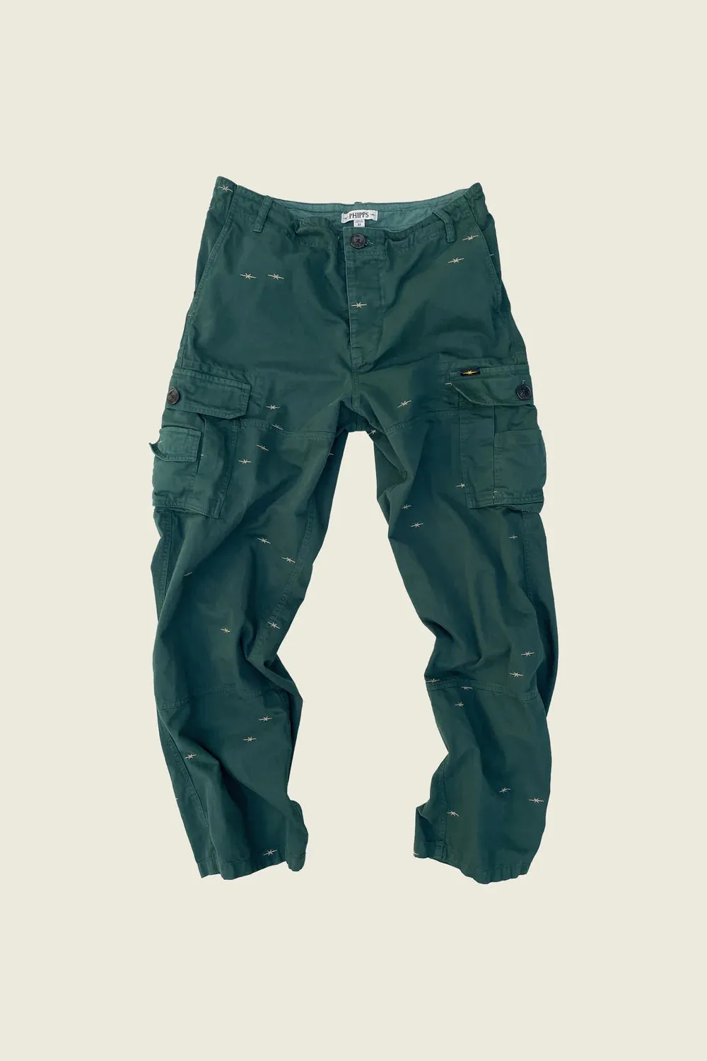 PHIPPS STAR EMBROIDERED CARGO PANTS GREEN