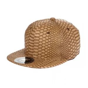 Plain Crocodile PU Leather Flatbill Buckle Strapback Adjustable Hat