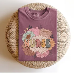 Retro Floral Nurse Shirt | Nurse Apparel for Registered Nurses