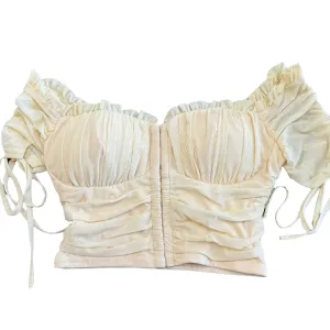 SALE - Cream Ruffled Cropped Top