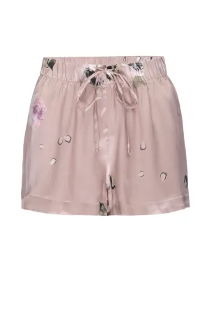 Silk Charmeuse PJ Shorts: Champagne Floral Print