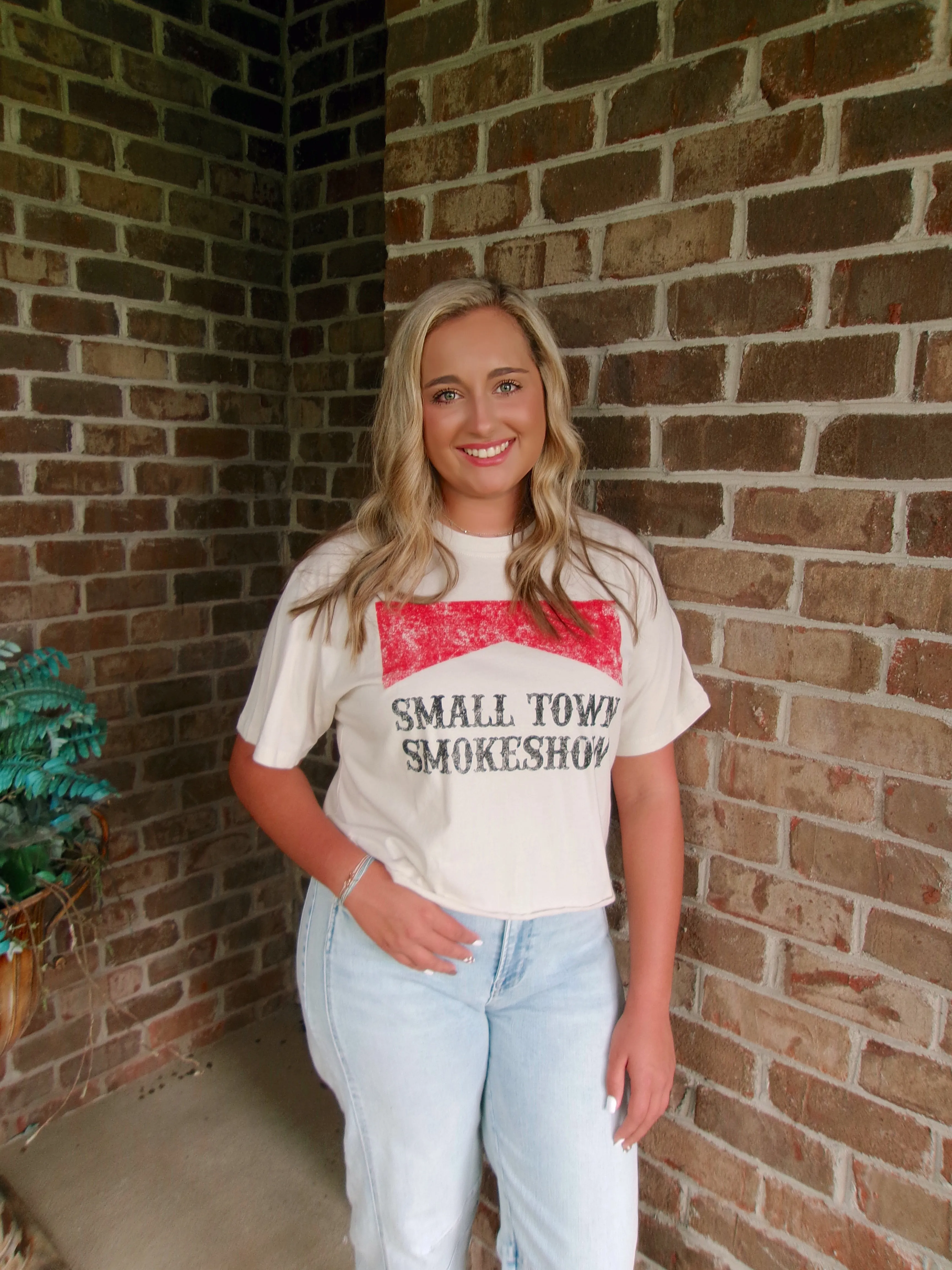 Small Town Smokeshow Cropped Graphic Tee