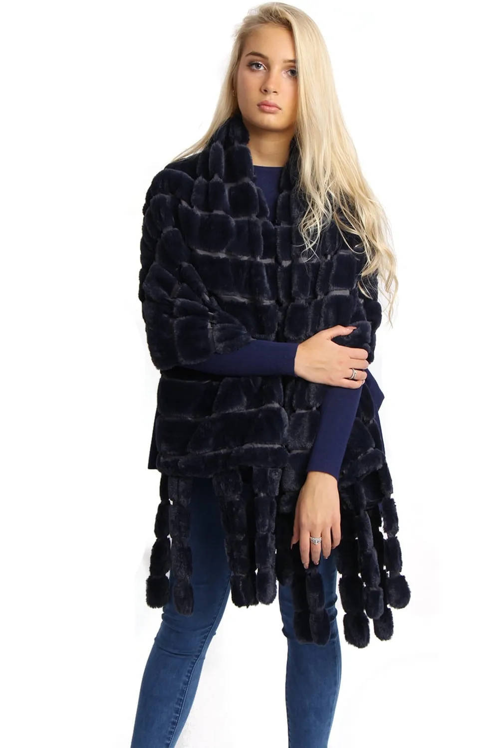 Soft Faux Fur Shawl Poncho