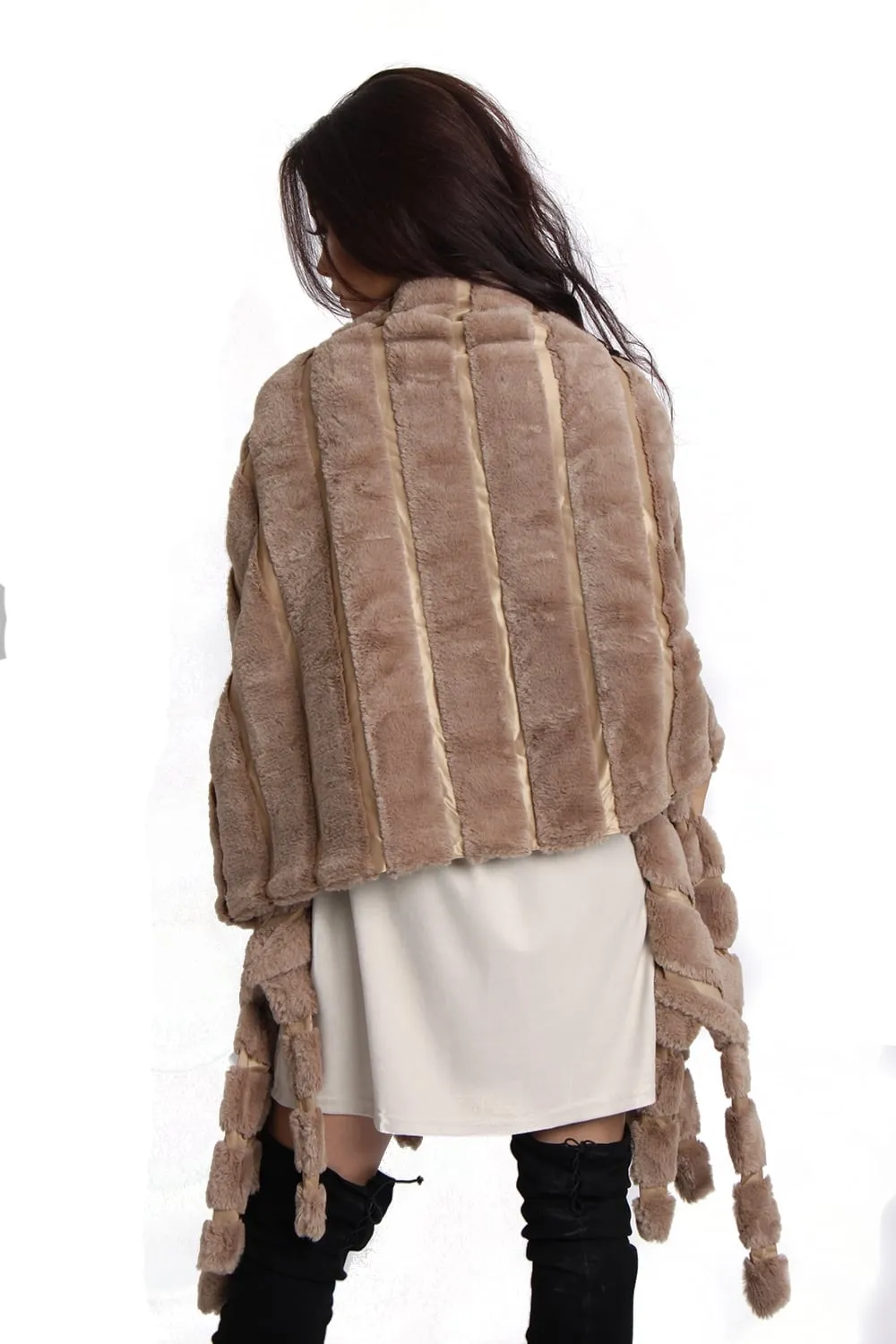 Soft Faux Fur Shawl Poncho