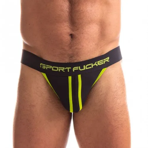 Sport Fucker Jersey Jock - Large (Black/Black)