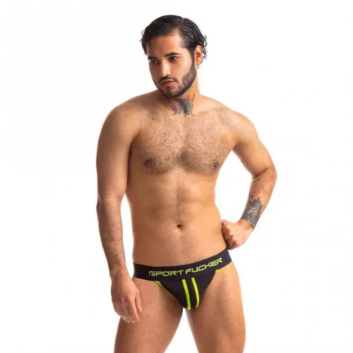 Sport Fucker Jersey Jock - Large (Black/Black)