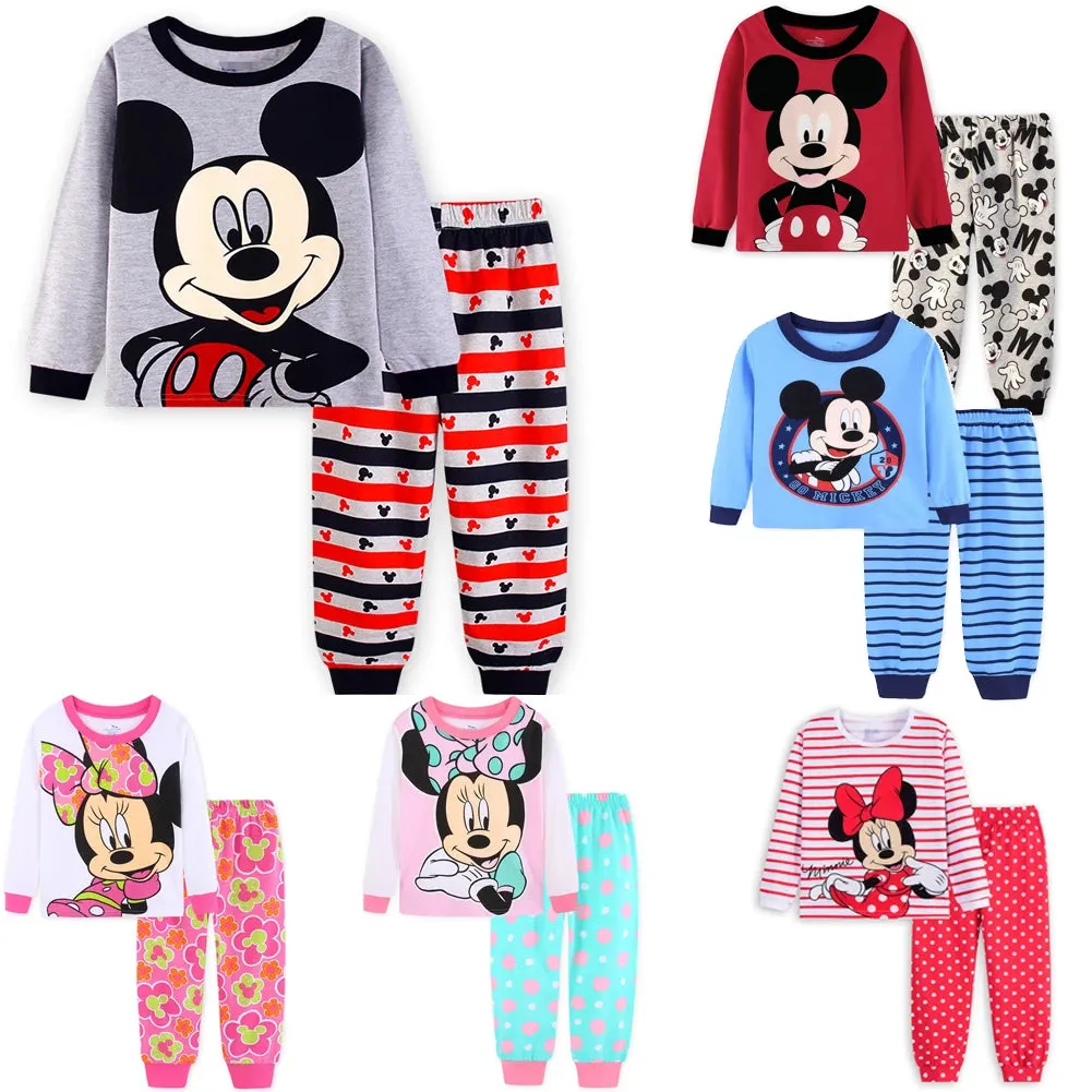 Spring Autumn Children's Clothing Sets Minnie girl boy Sleepwear Kids Pajamas Set Baby Girls Cotton Mickey Cartoon Pyjamas