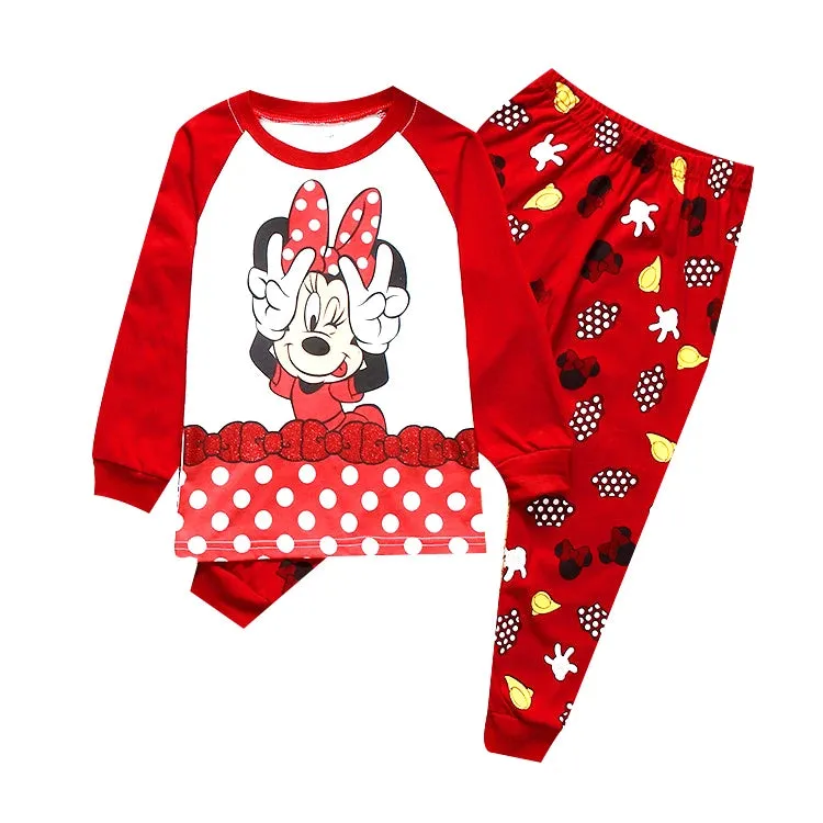 Spring Autumn Children's Clothing Sets Minnie girl boy Sleepwear Kids Pajamas Set Baby Girls Cotton Mickey Cartoon Pyjamas