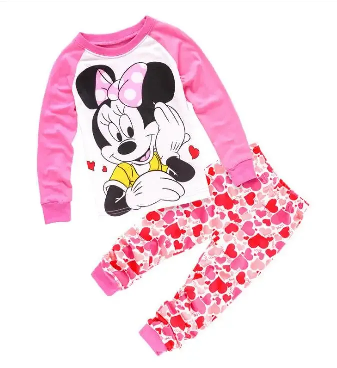 Spring Autumn Children's Clothing Sets Minnie girl boy Sleepwear Kids Pajamas Set Baby Girls Cotton Mickey Cartoon Pyjamas