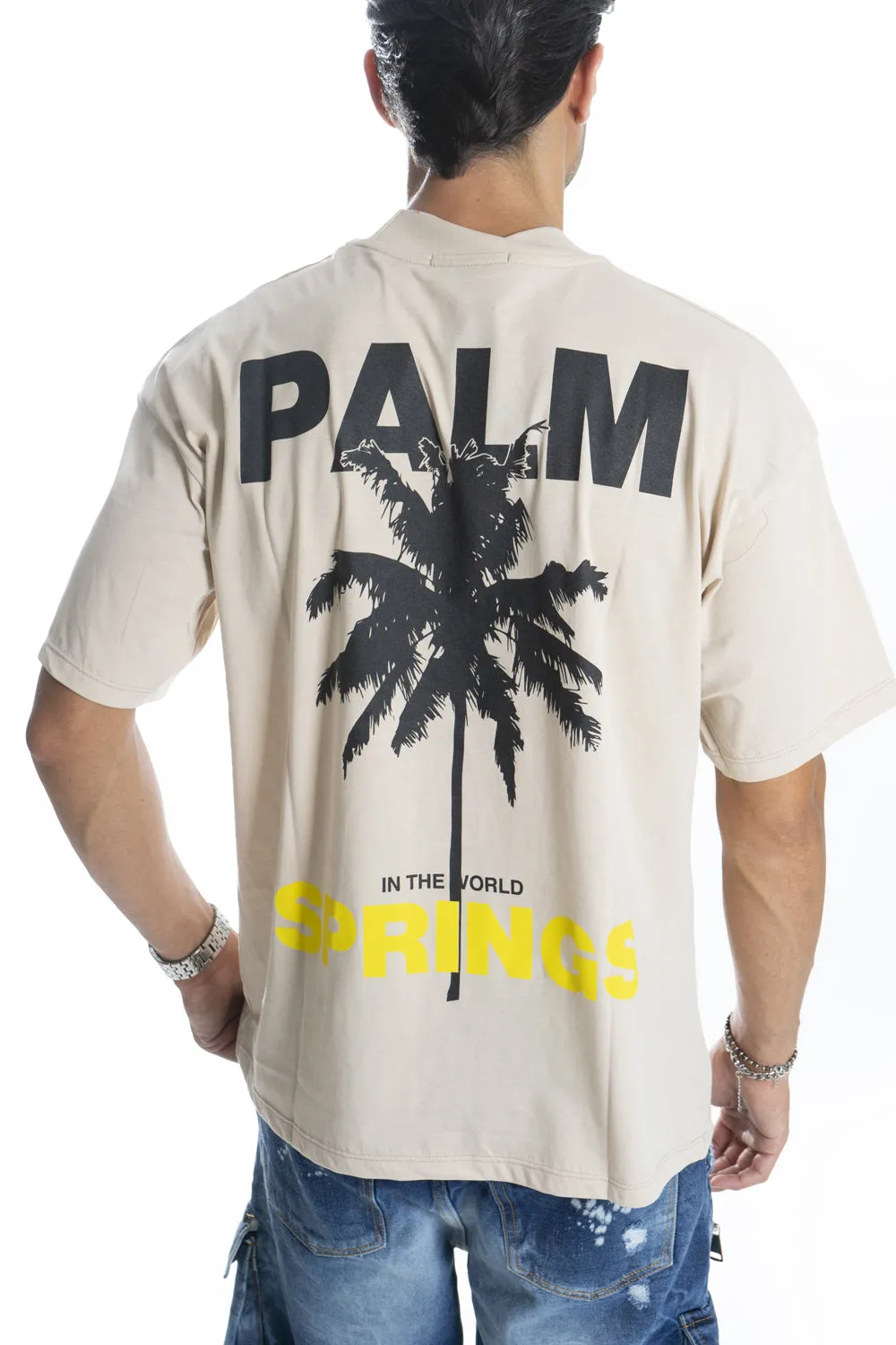 T-shirt Uomo Mezzo Collo Cropped Con stampa '' Palm '' Art. Ts242